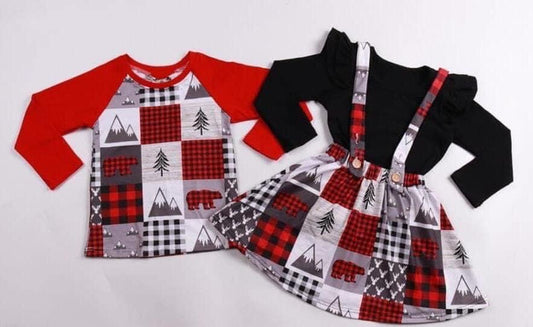 Rustic Winter Sibling Match Dress Set