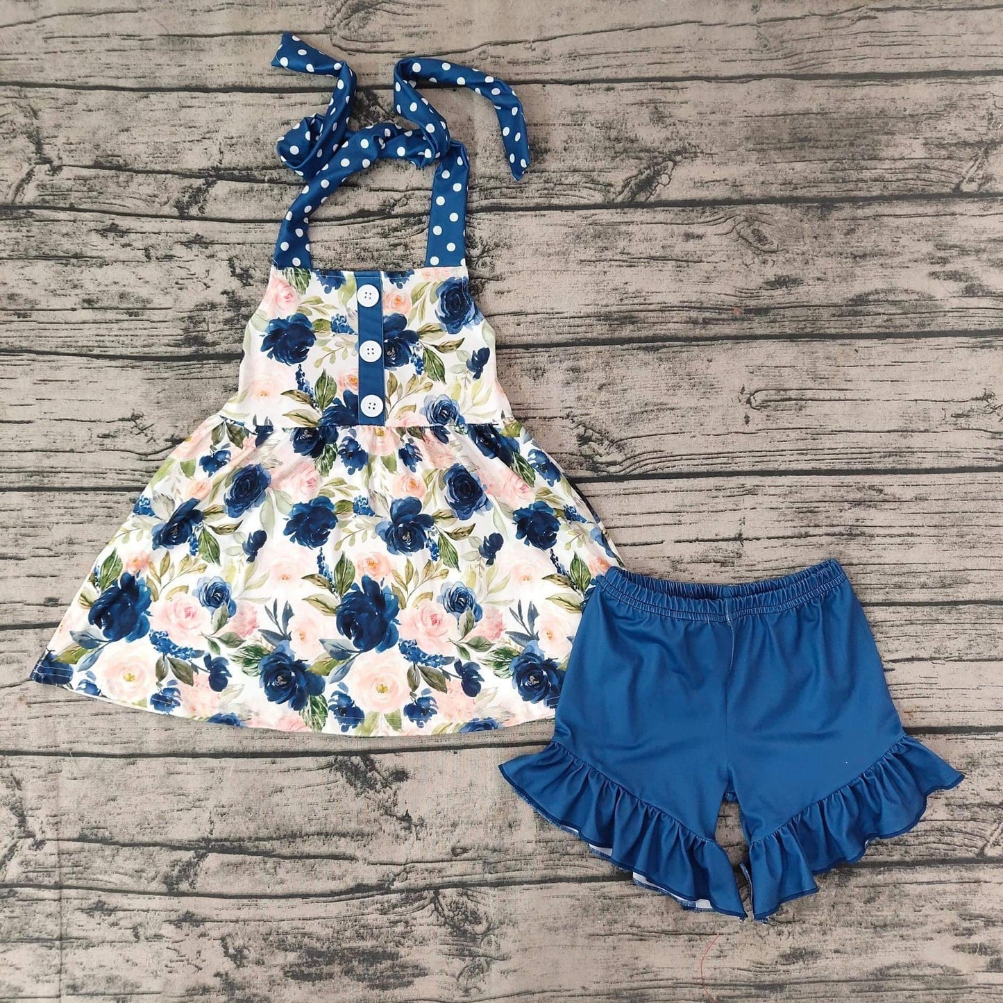 Blue Rose Halter Short set